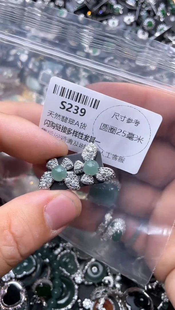 【闪购商品】翡翠颈饰未镶嵌S239耳钉
