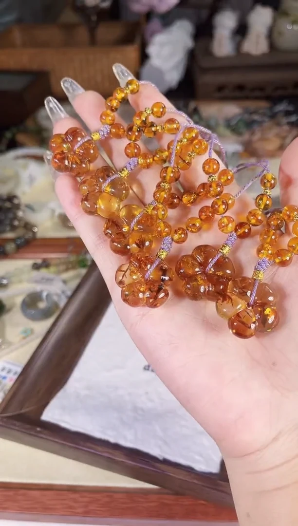 琥珀（花珀）项链未镶嵌多样性发货其一孤品默认微瑕