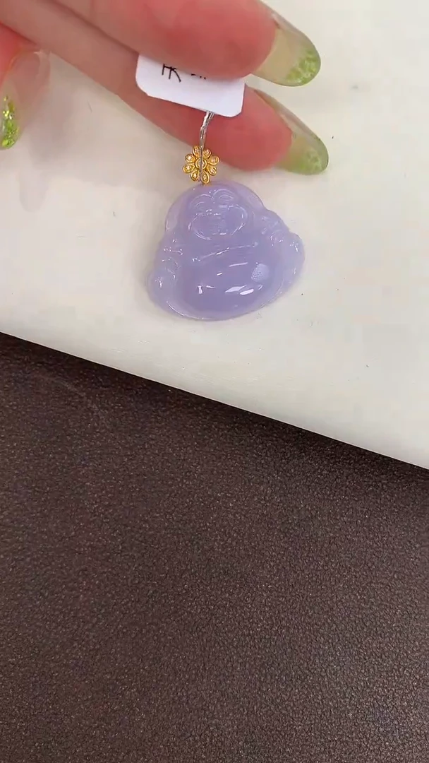 颈饰18K金镶嵌翡翠天然缅甸a货翡翠