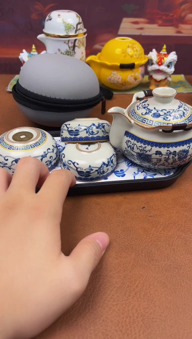 陶瓷茶具摆件旅行套组