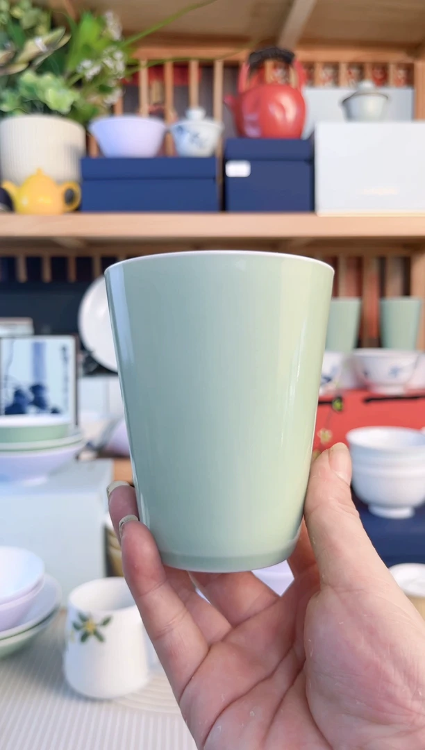 瓷片果绿手工湖田窑杯子
