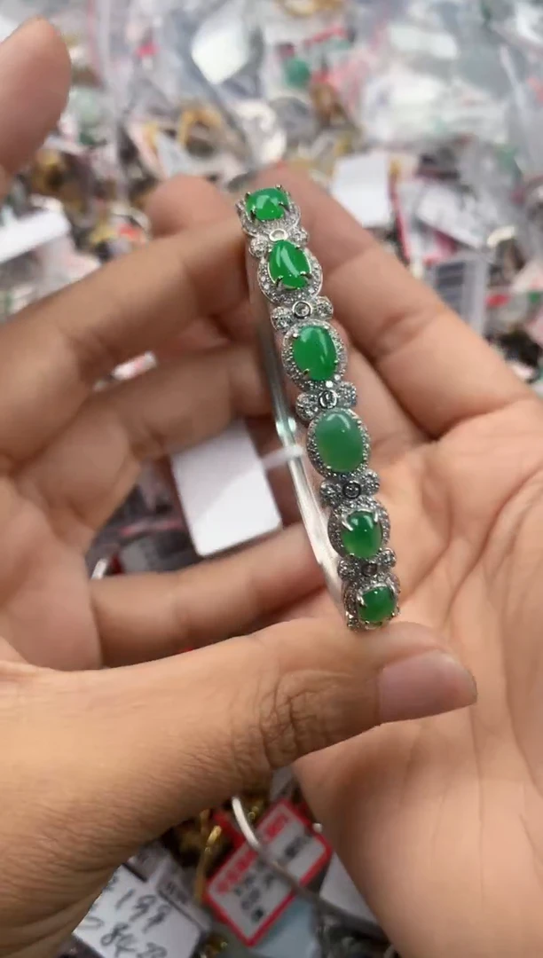 银S925镶嵌戒指翡翠4444----10