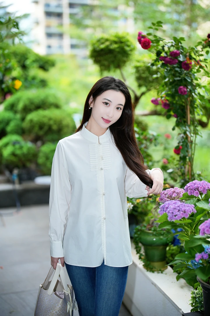 蓝大【琋玥】新中式长袖衬衫7590