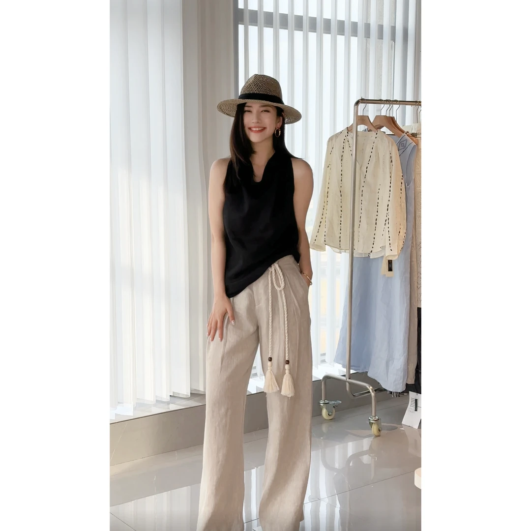 【思意专属】小众挂脖上衣女夏季新款时尚百搭别致设计上衣2505027
