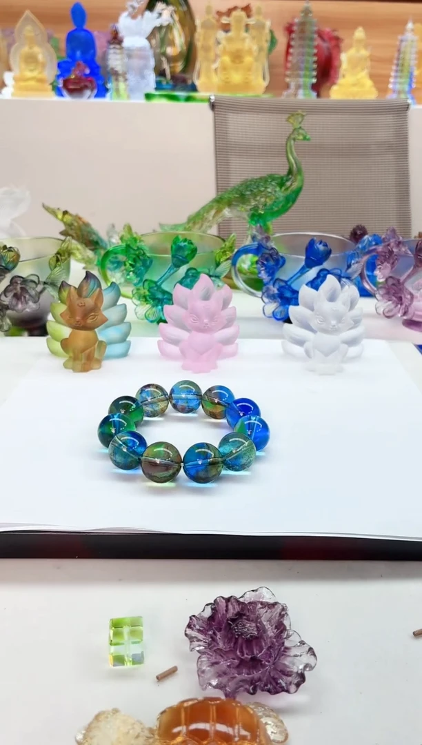 手工艺品琉璃彩色男士手串11颗1.8公分【颜色随机发】