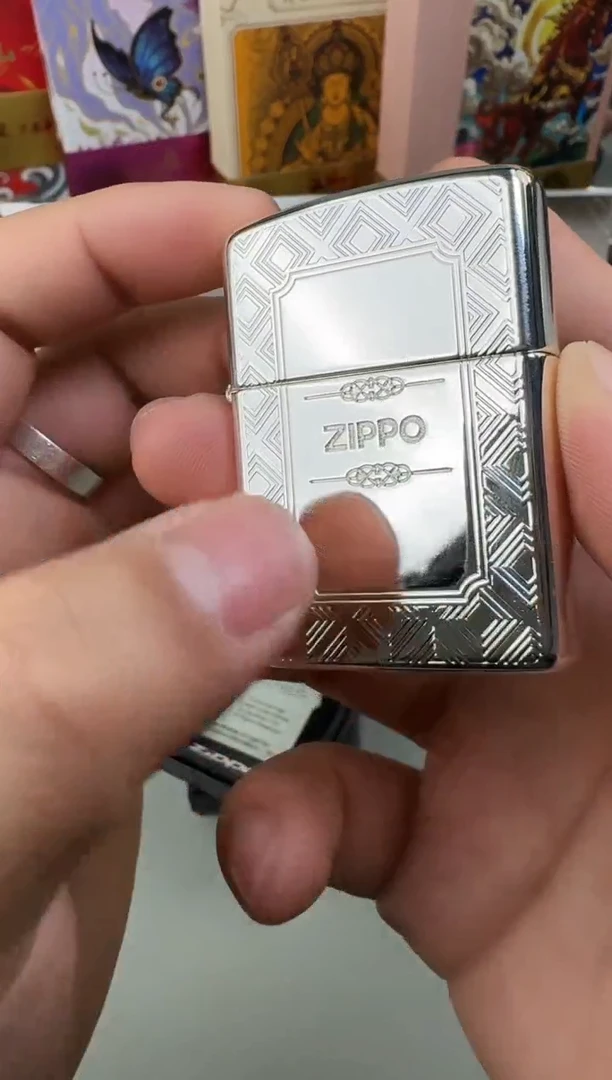 铜Zippo几何图形-双面回形纹-盔甲