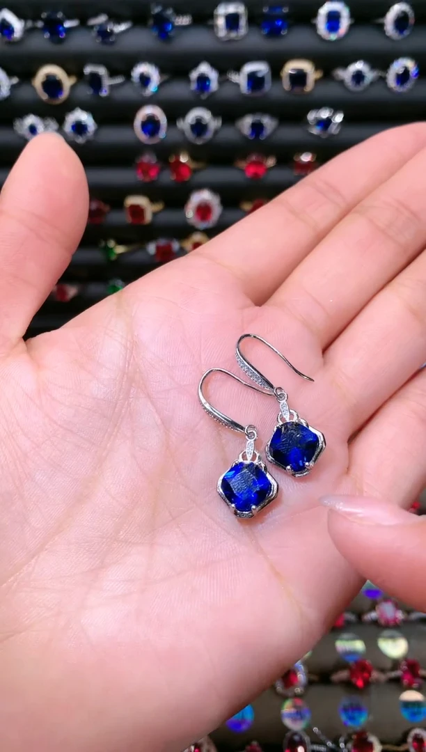 【闪购商品】蓝宝石耳饰银S925镶嵌1