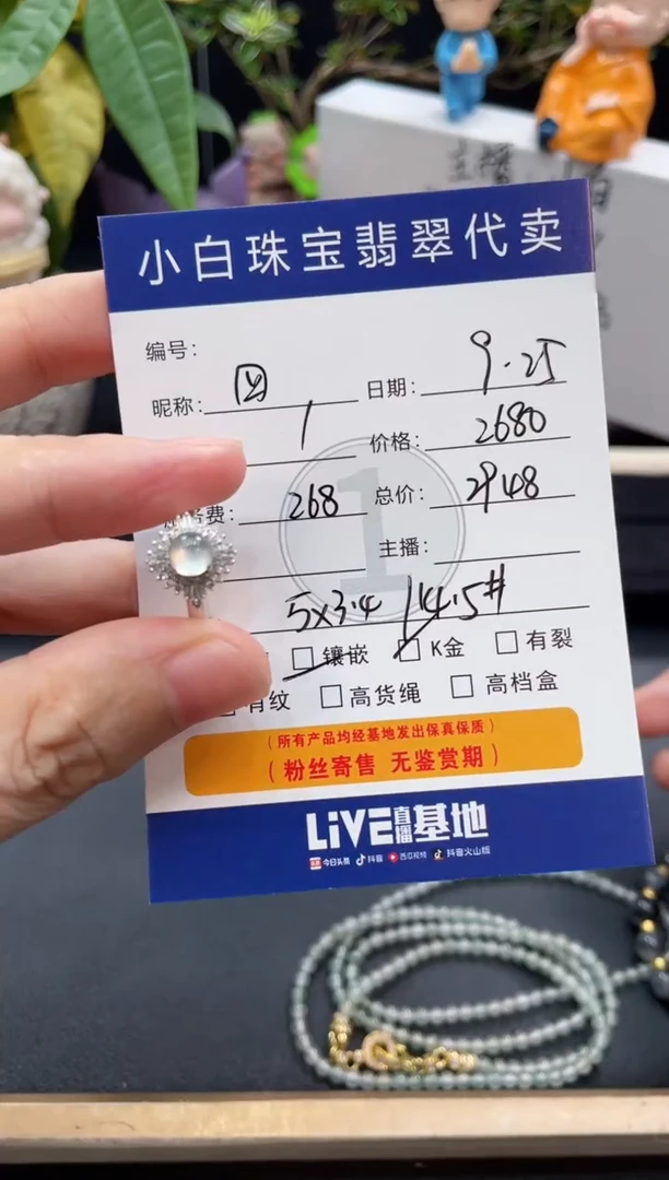 套链18K金镶嵌翡翠四*戒指