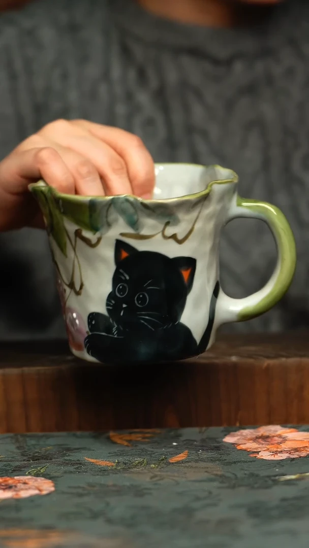 杯釉下彩手工手绘同款陶器