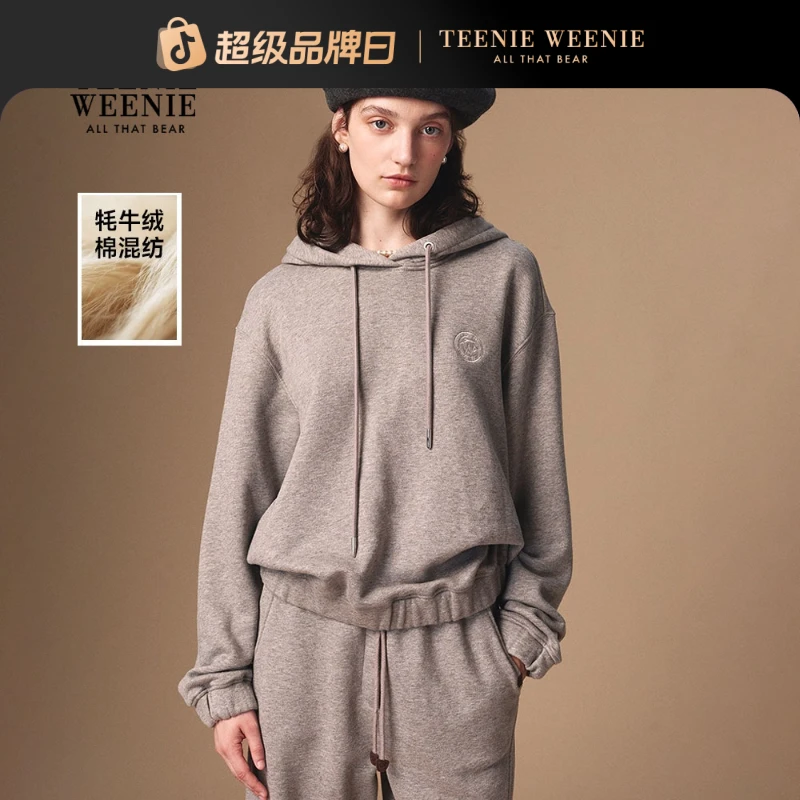 *TeenieWeenie小熊女卫衣25简约舒适宽松活力连帽上衣TTMW254TW2B