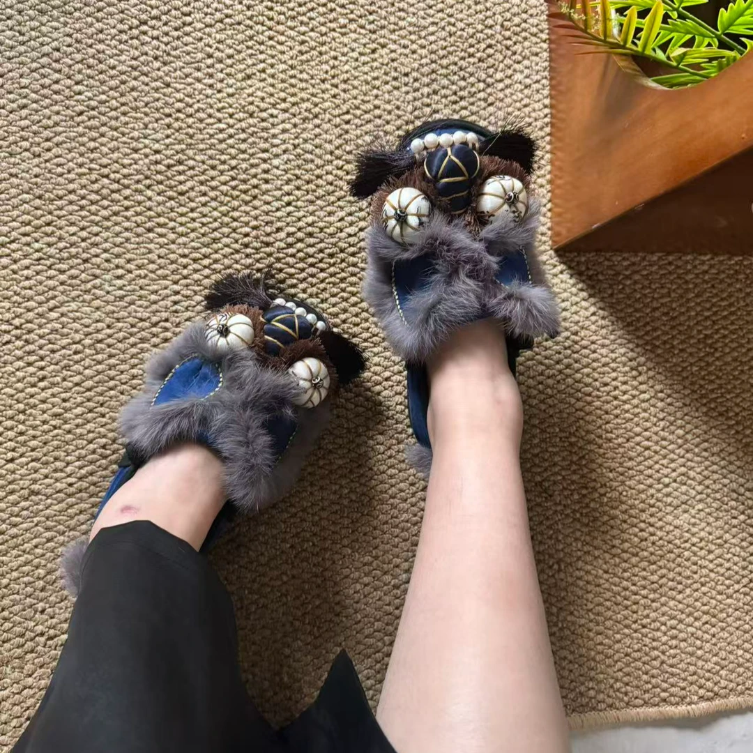 澜楚楚（澜虎）盘扣中式百搭气质古典美中国风手工千层底布鞋