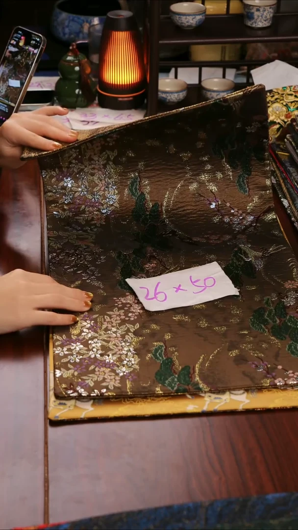 【微瑕西阵织世外桃源双面】中国风干泡织锦茶席33*65