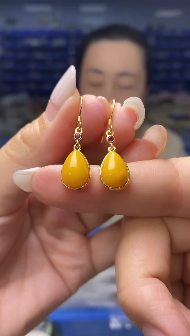 银S925镶嵌蜜蜡裸石EZ5084