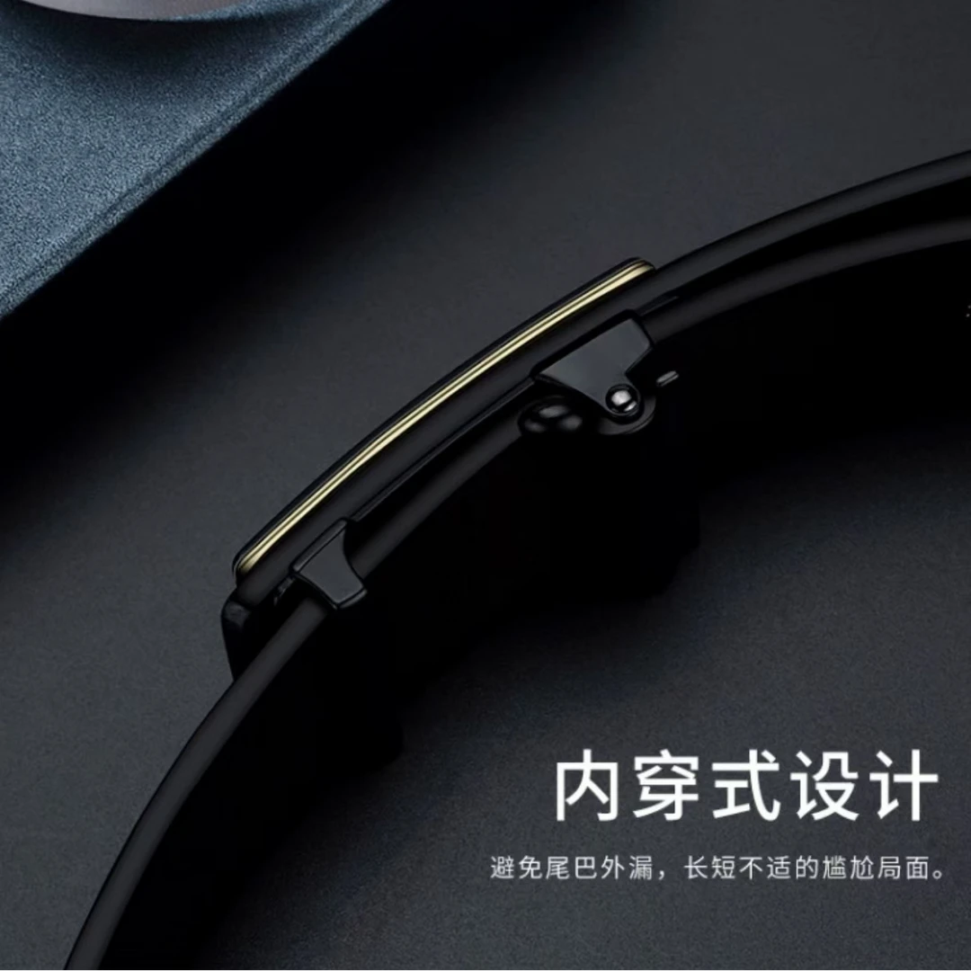 保罗正品高档合成革男士自动扣皮带商务真皮腰带中年裤带新款金色