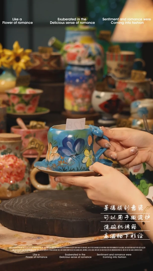 陶瓷景德镇高温釉下彩绘设计师款式