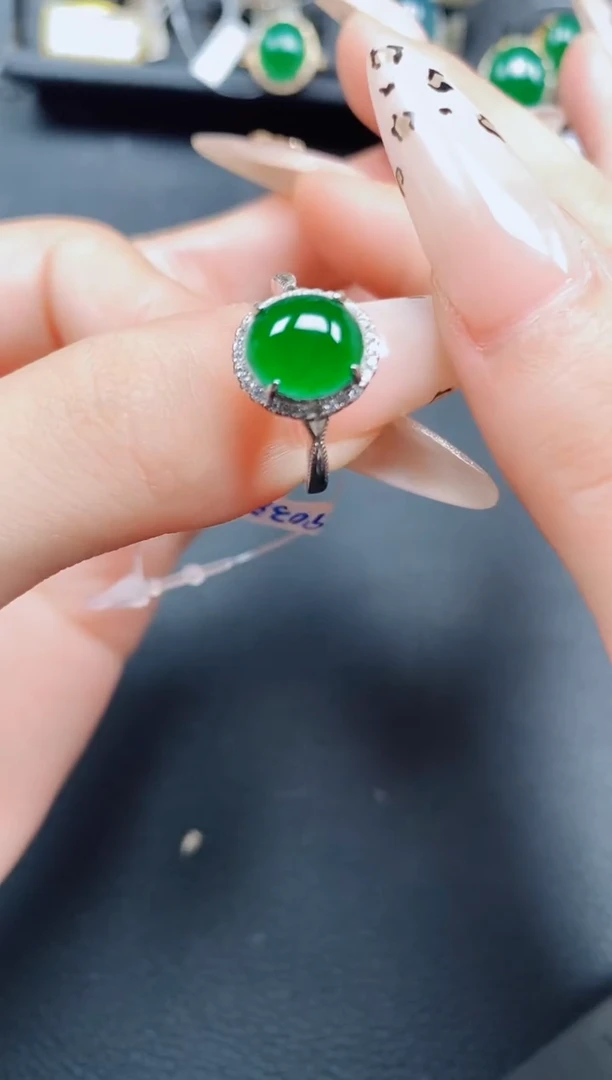 银S925镶嵌戒指翡翠翡翠