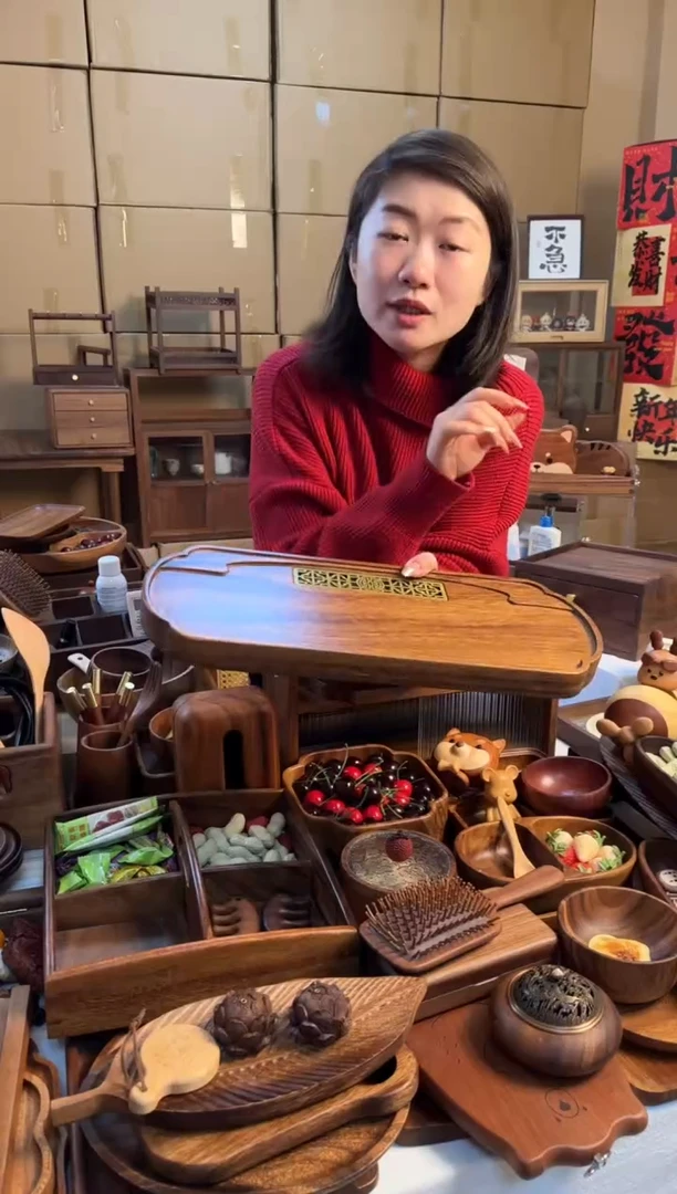 【闪购商品】胡桃木圆花边干湿茶盘配水管