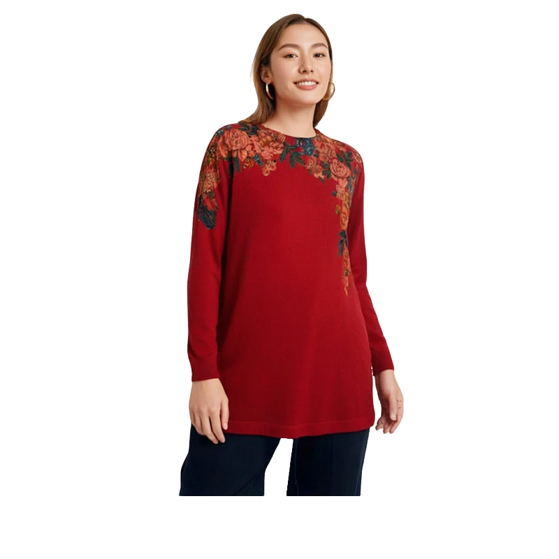 胖太太大码女装秋冬季新款圆领保暖针织衫时尚舒适宽松622106510