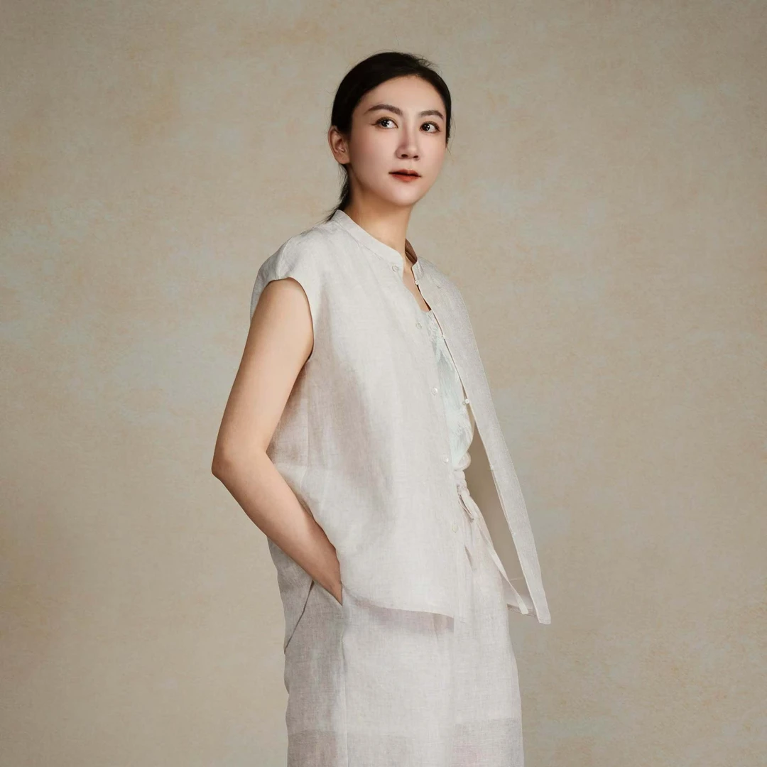 【栖香锦】丝麻 新中式 国风  小飞袖  对襟  马甲