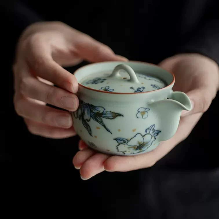 德化陶瓷复古手抓壶防烫手泡茶壶单个茶杯盖碗大号泡茶碗功夫茶具