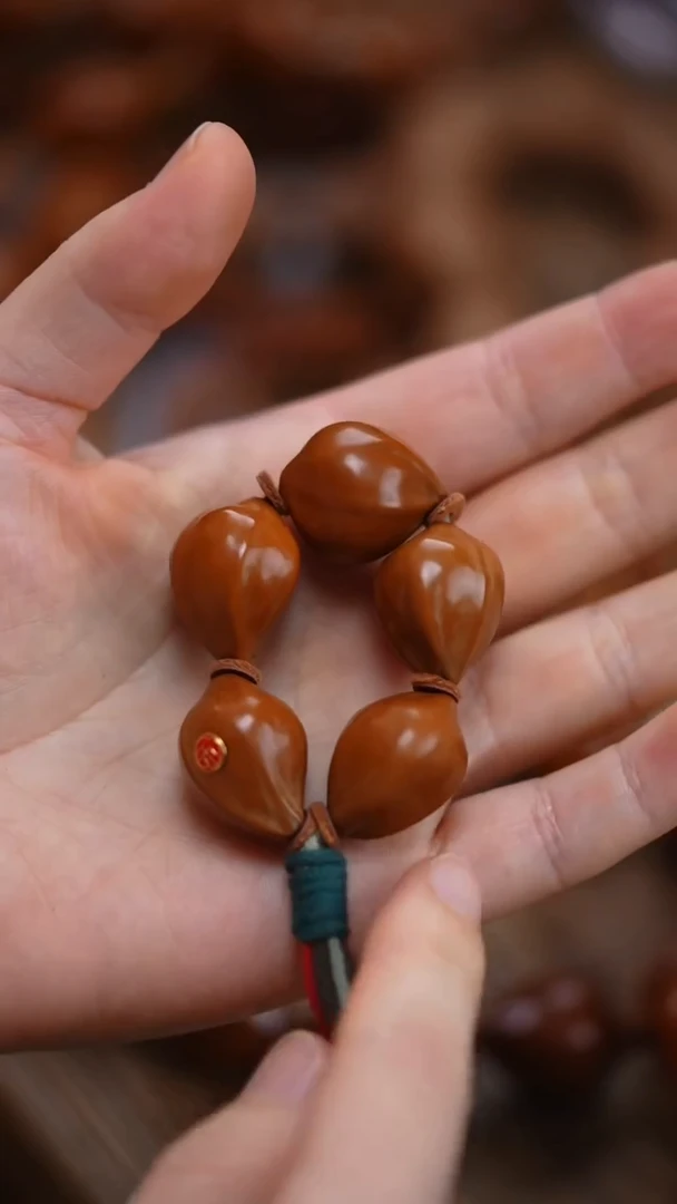 橄榄核手串/手链小手捻5籽带标