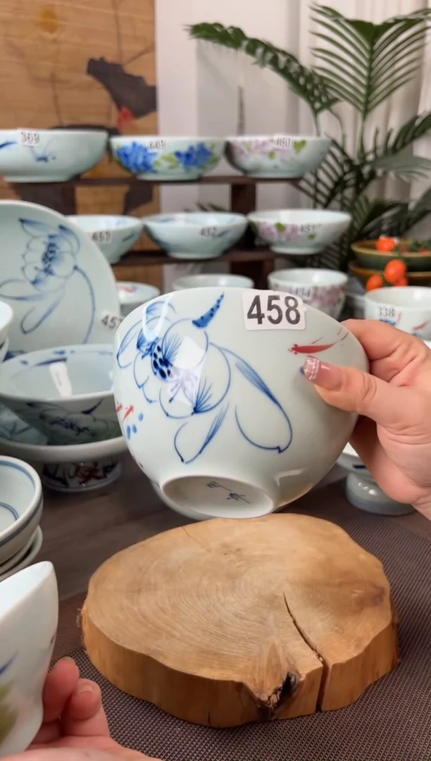 手绘中暇福利手绘6寸小足面碗（单只装随机图案）