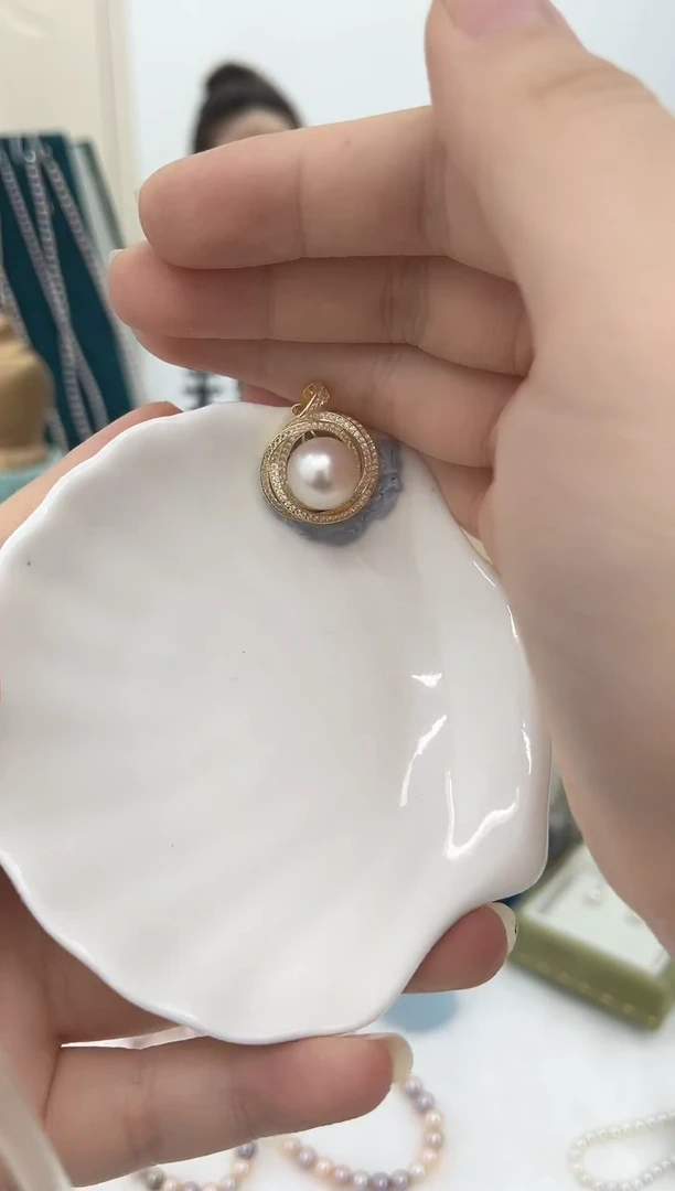 吊坠(不含链)银S925镶嵌海水珍珠吊坠