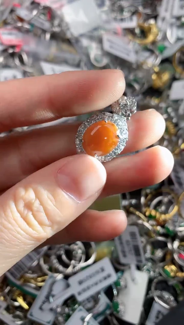 银S925镶嵌戒指翡翠222---9