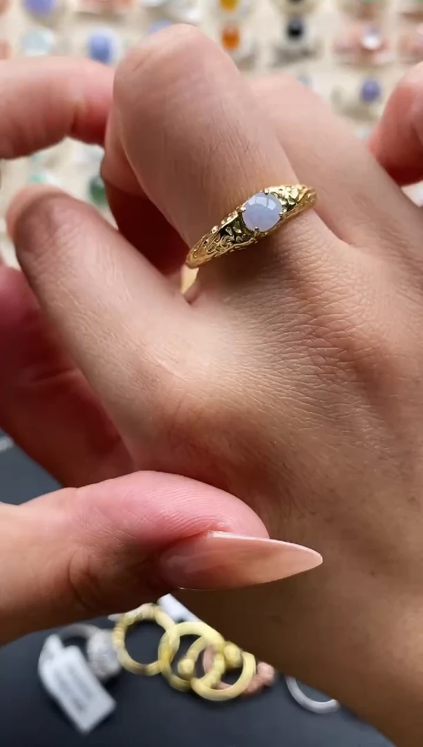 银S925镶嵌戒指翡翠缅甸天然A货翡翠1 6-2