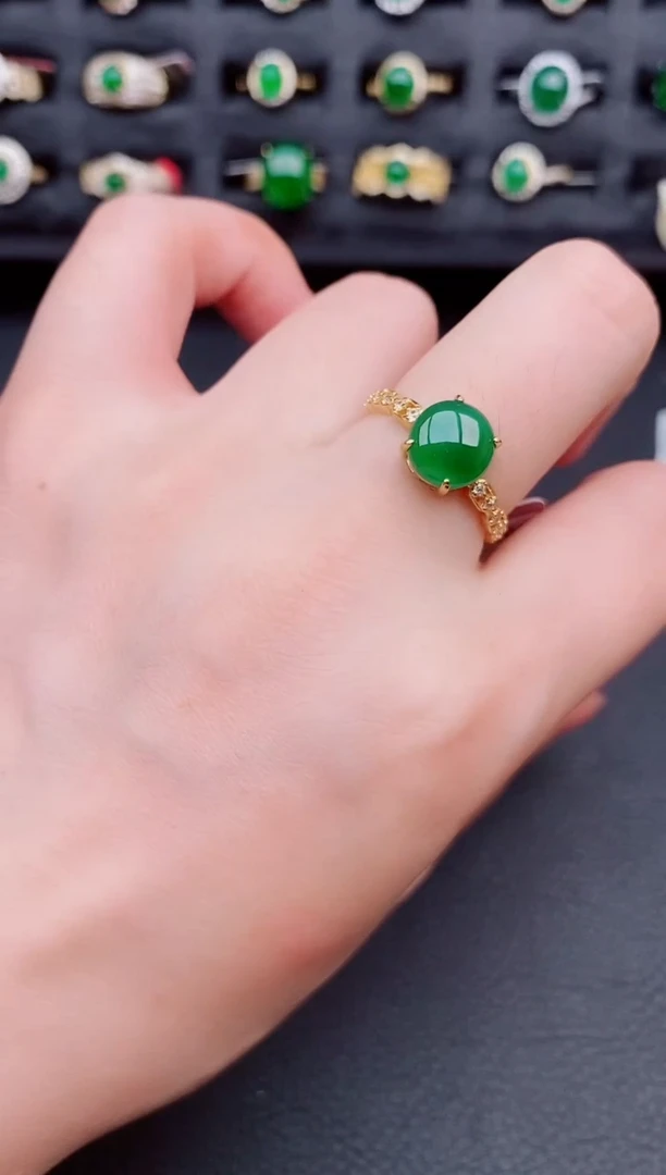 翡翠戒指银S925镶嵌天然a货翡翠318