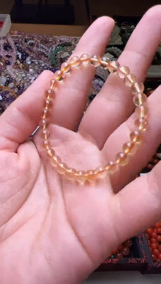 黄晶手链未镶嵌黄水晶单圈手串