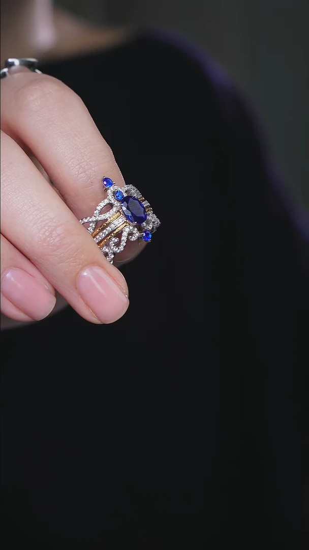 无925银芹*蓝色套戒