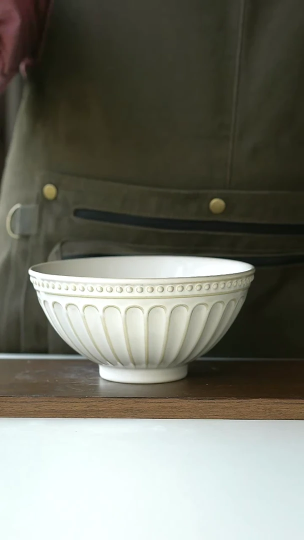 【闪购商品】陶瓷复古洛可可浮雕面碗@4-2@