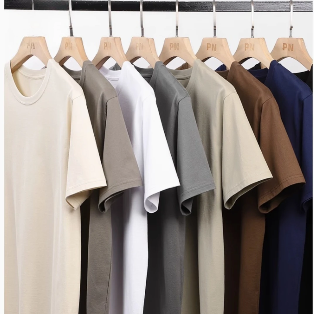 2025新款重磅纯棉圆领短袖T恤百搭休闲纯色潮流韩版男女情侣同款