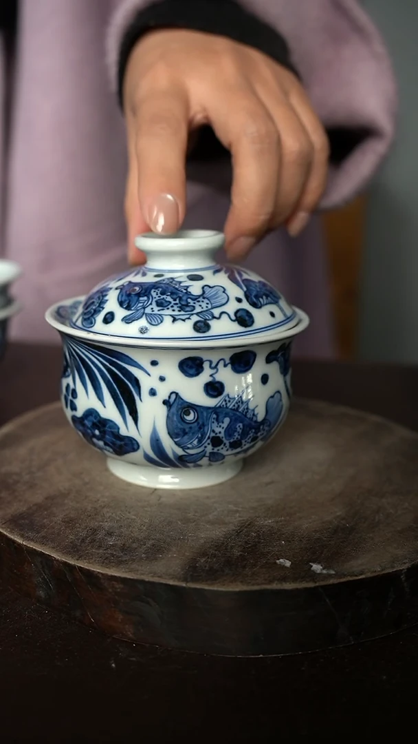 【闪购商品】微瑕福利-柴窑鱼藻炉式盖碗