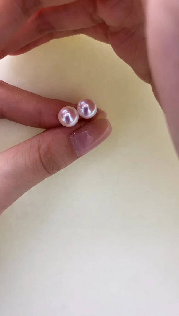 18K金镶嵌DA海水珍珠 akoya素钉8-8.5MM GD015