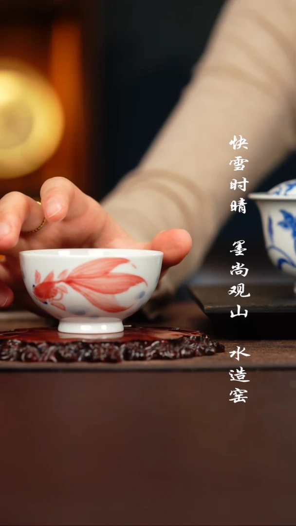 柴窑压手杯子杯子