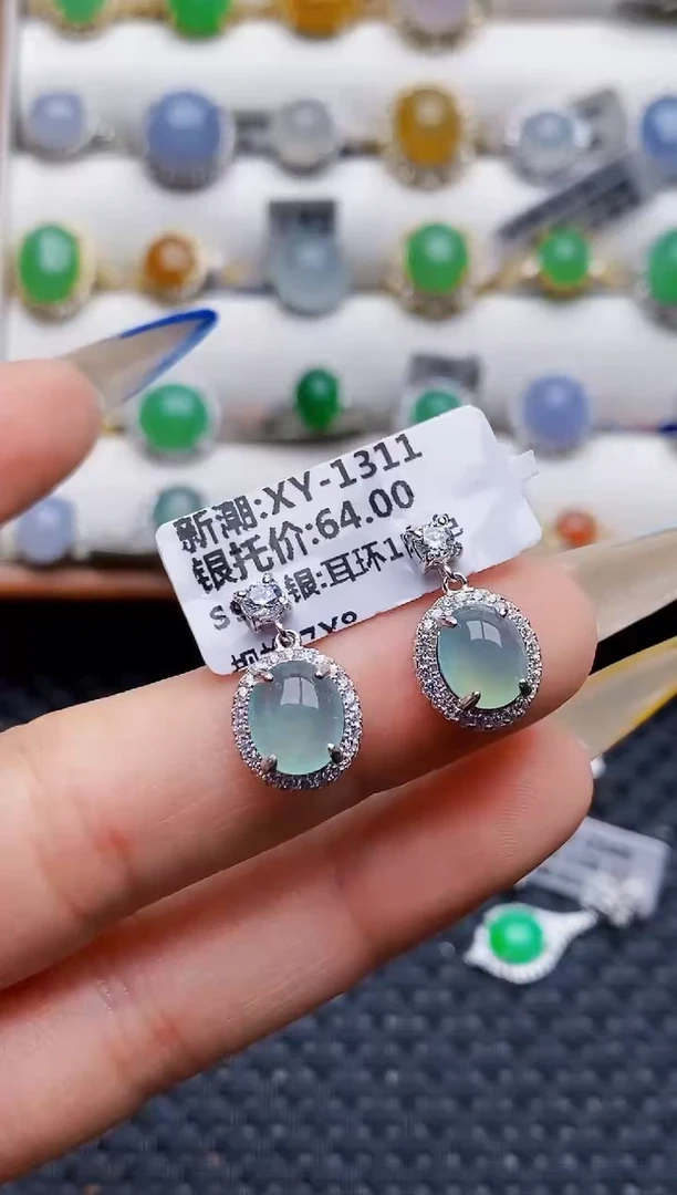银S925镶嵌戒指翡翠6105