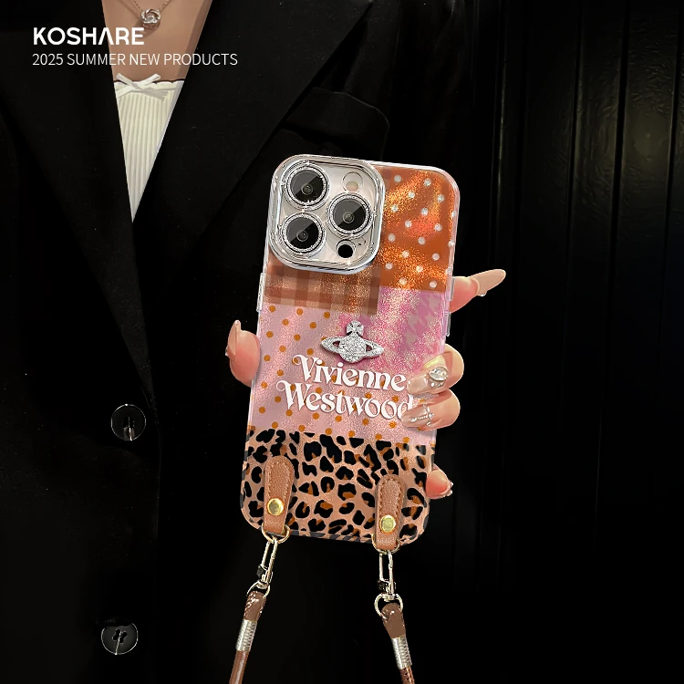 拼接豹纹西太后适用苹果vivo华为oppo小米iPhone16水波纹手机壳