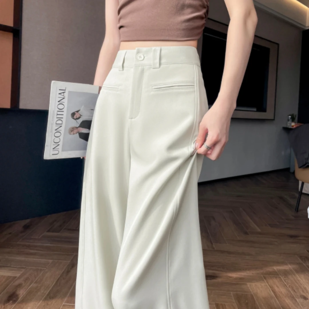 【运费险】西装窄版阔腿裤2025春季高腰弯刀裤高级感直筒拖地裤