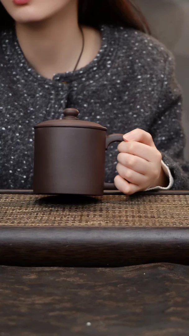 茶杯紫砂紫泥老板杯
