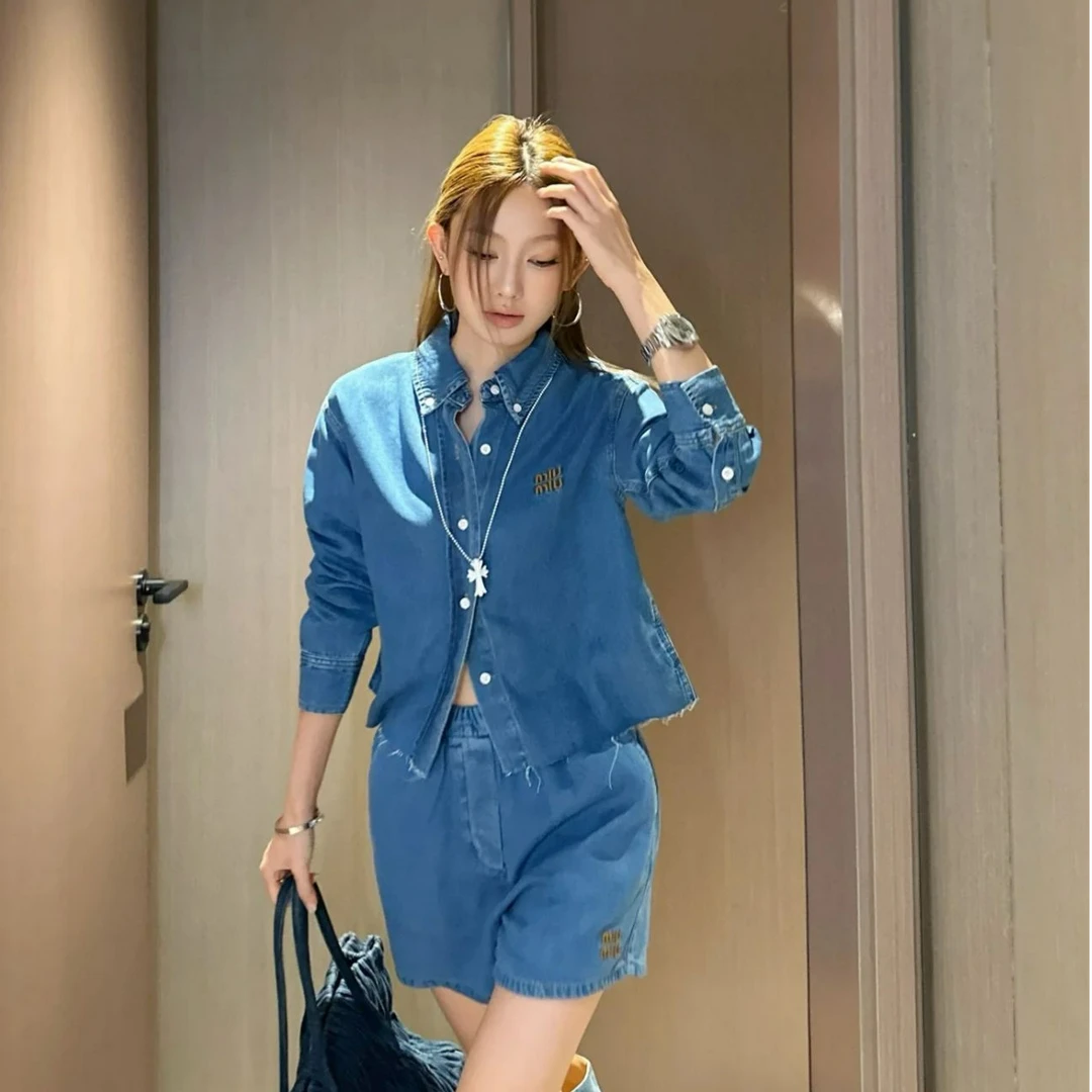 未使用 MIU MIU/缪缪 MIUMIU短款刺绣字母丹宁外套
