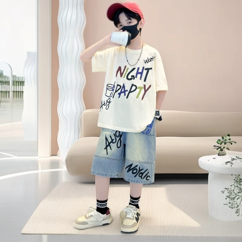 MK&UR.BV儿童装男童夏装套装中大童薄款短袖男孩运动夏款两件套