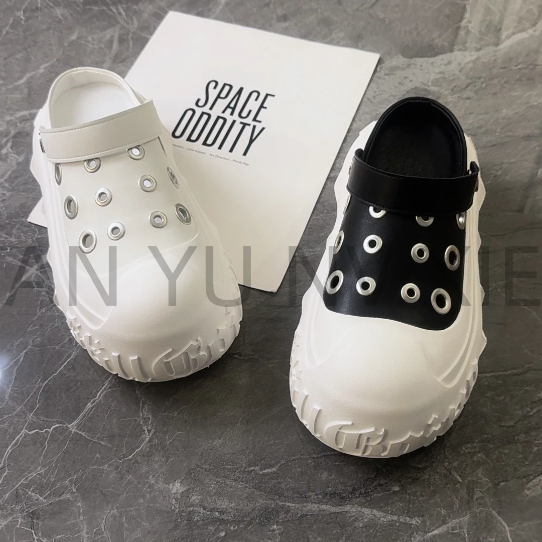 小个子女鞋2025春夏新款洞洞鞋包头半拖鞋贝壳头厚底外穿小白鞋女