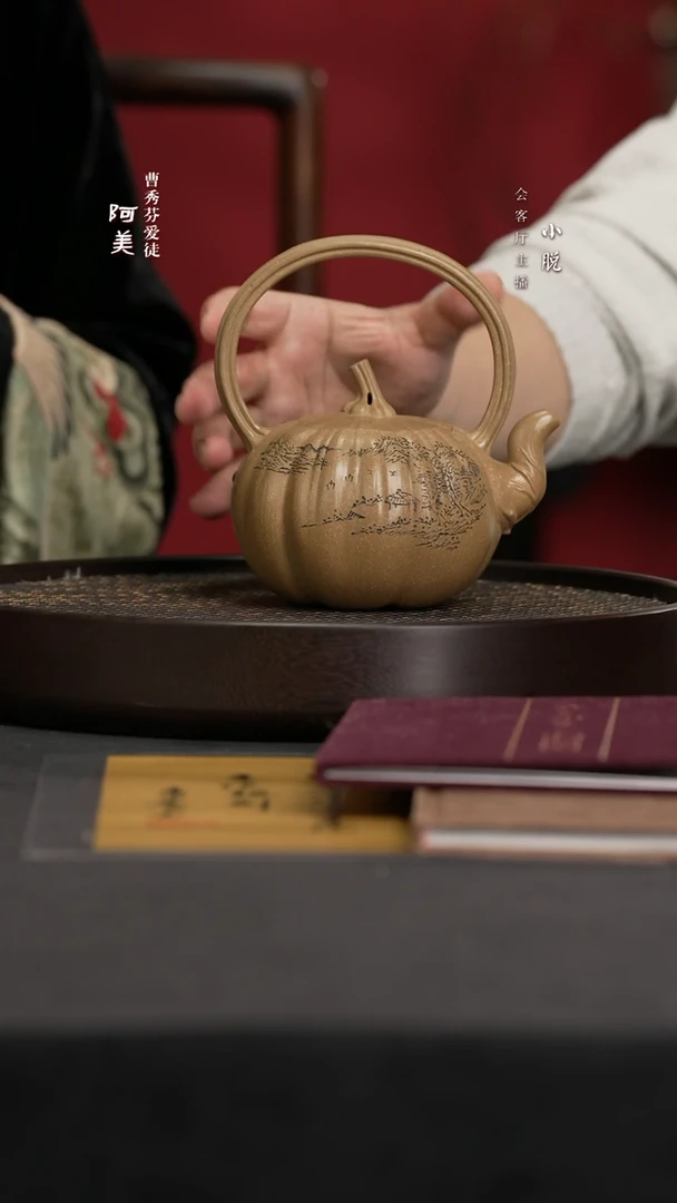 【闪购商品】紫砂茶壶ZYL188蒋艺华南瓜提梁段泥450