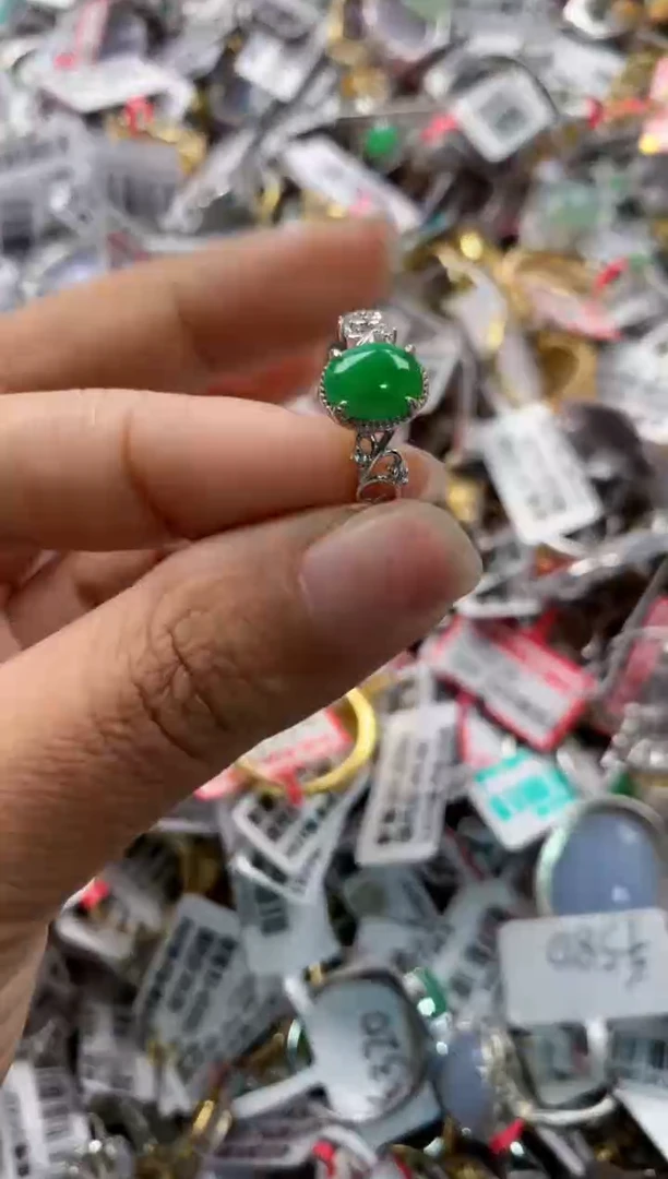 银S925镶嵌戒指翡翠999     6