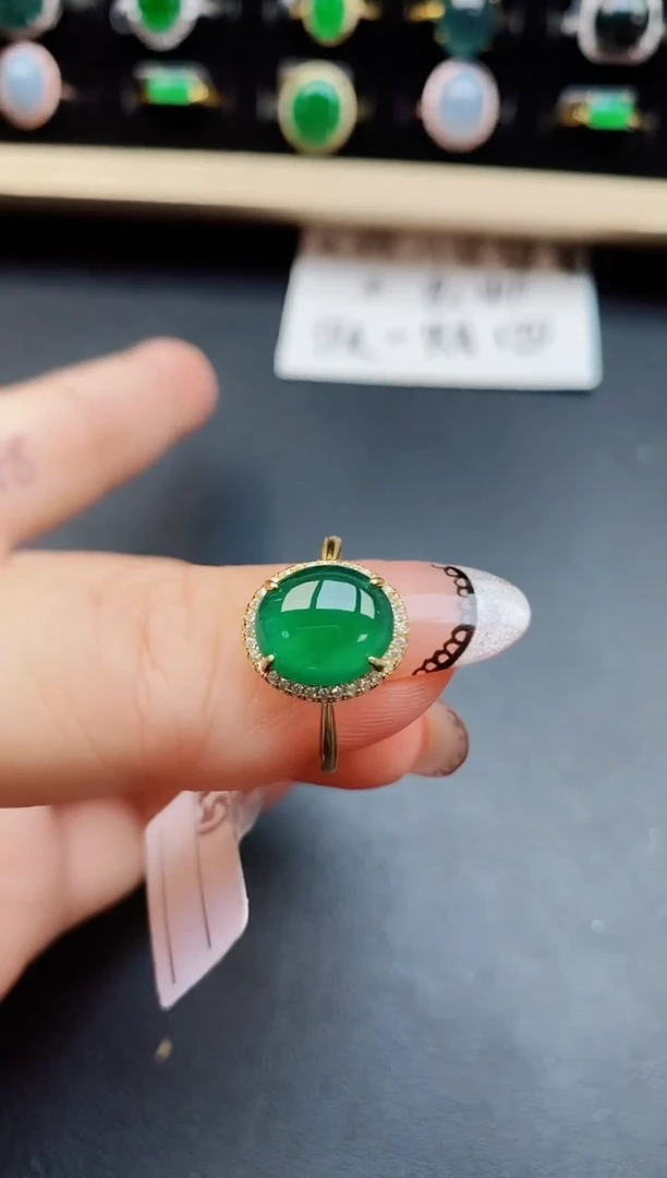 翡翠戒指银S925镶嵌5806
