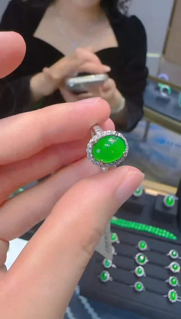 【闪购商品】翡翠戒指银S925镶嵌天然翡翠A货多样性发一件