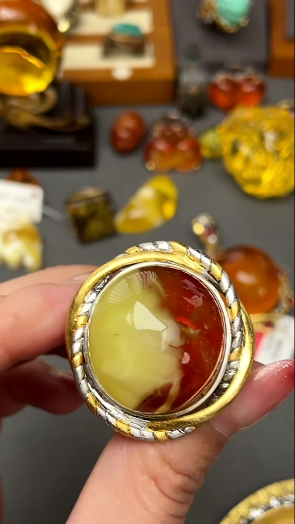 琥珀吊坠(不含链)未镶嵌特色蜜蜡戒指
