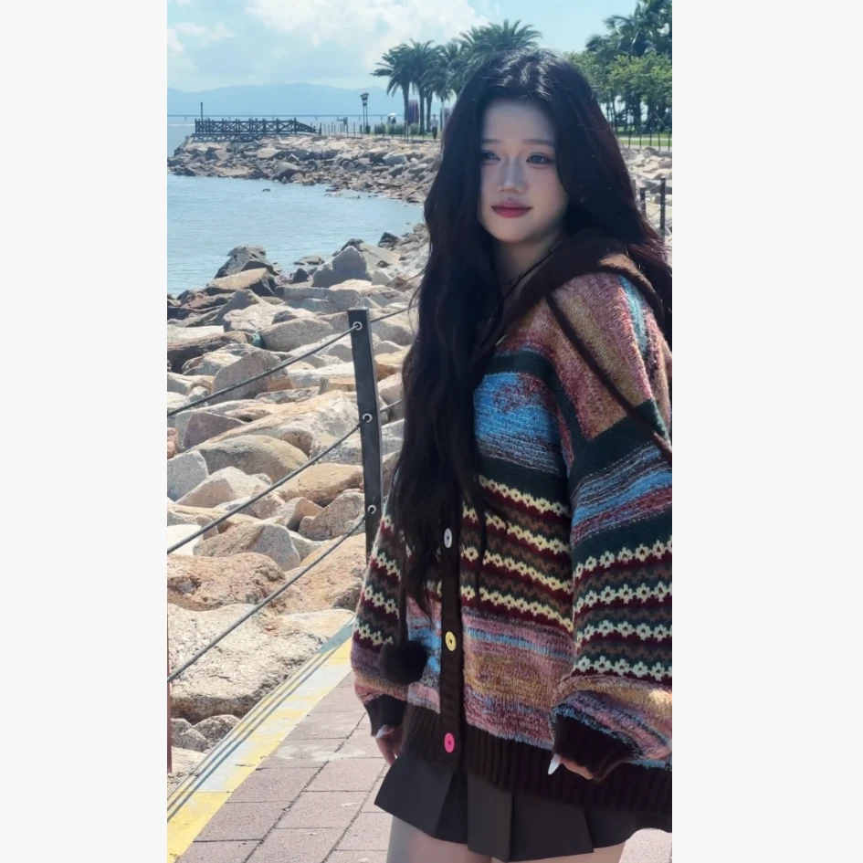 【1009】网红时尚炸街新款毛针织衫修身型V领秋季长袖外套